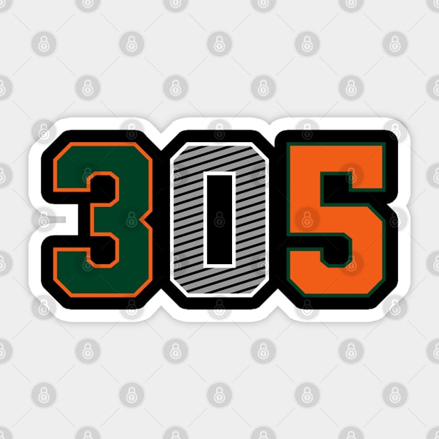 Miami Hurricanes || 305 Sticker by Aloenalone